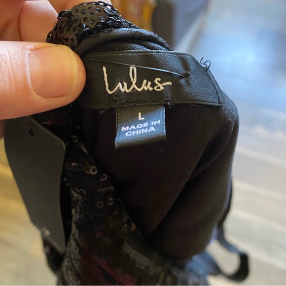 NWT || Lulus || Sequin High Neck Mini Dress Size L - Picture 5 of 11